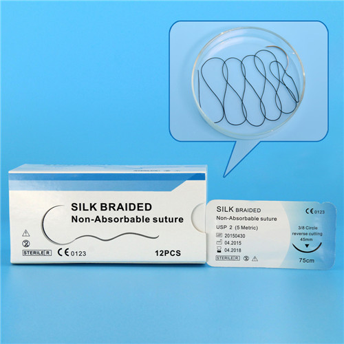 Silk braided suture