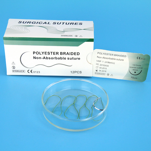 Polyester knitting suture