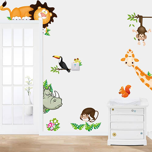 Removable Lovely Animal Wall Art Stickers for Kids Bedroom