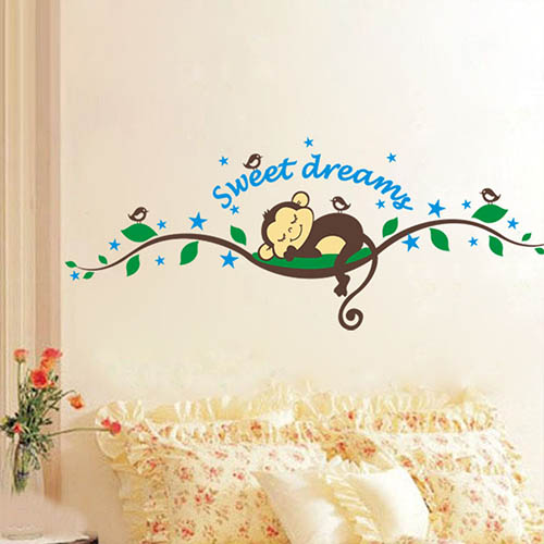 Cute Monkey Wall Art Decor Stickers for Kids Bedroom or Bathroom