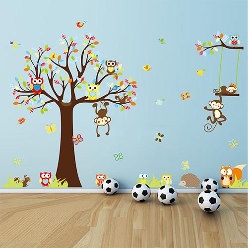 Childrens Vinyl Tree Wall Decal Stickers for Nursery or Kids Room