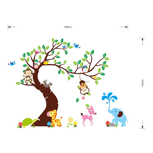 Realistic Jungle Animal Wall Art Decals for Kids Bedroom