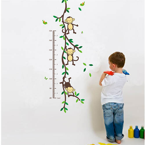 Cute Children's Monkey Height Chart Wall Sticker