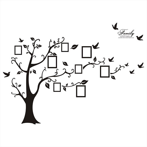 Large Decorative Family Tree Wall Decal with Picture Frames