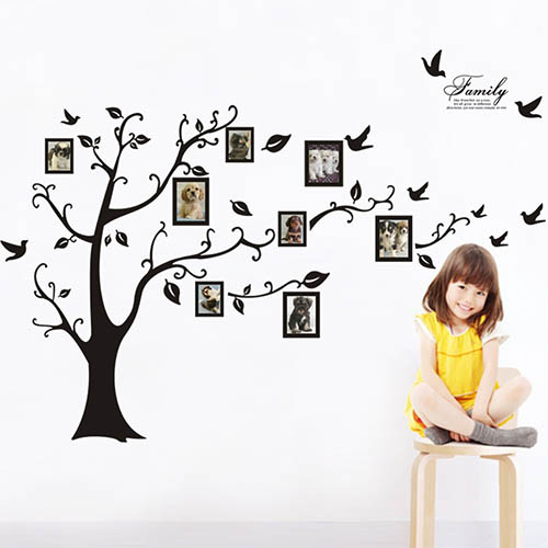 Large Decorative Family Tree Wall Decal with Picture Frames