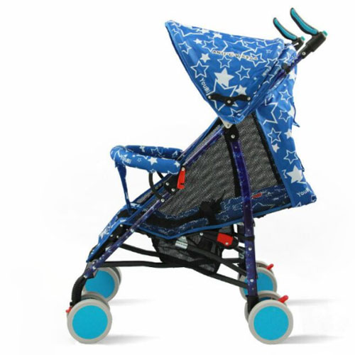 Blue Single Baby Umbrella Pram with Compact Design and Full Cover